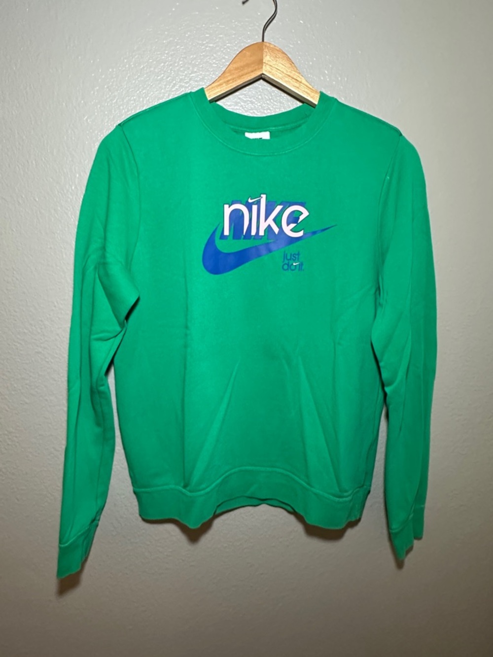 Nike Green Crewneck with Blue Logo